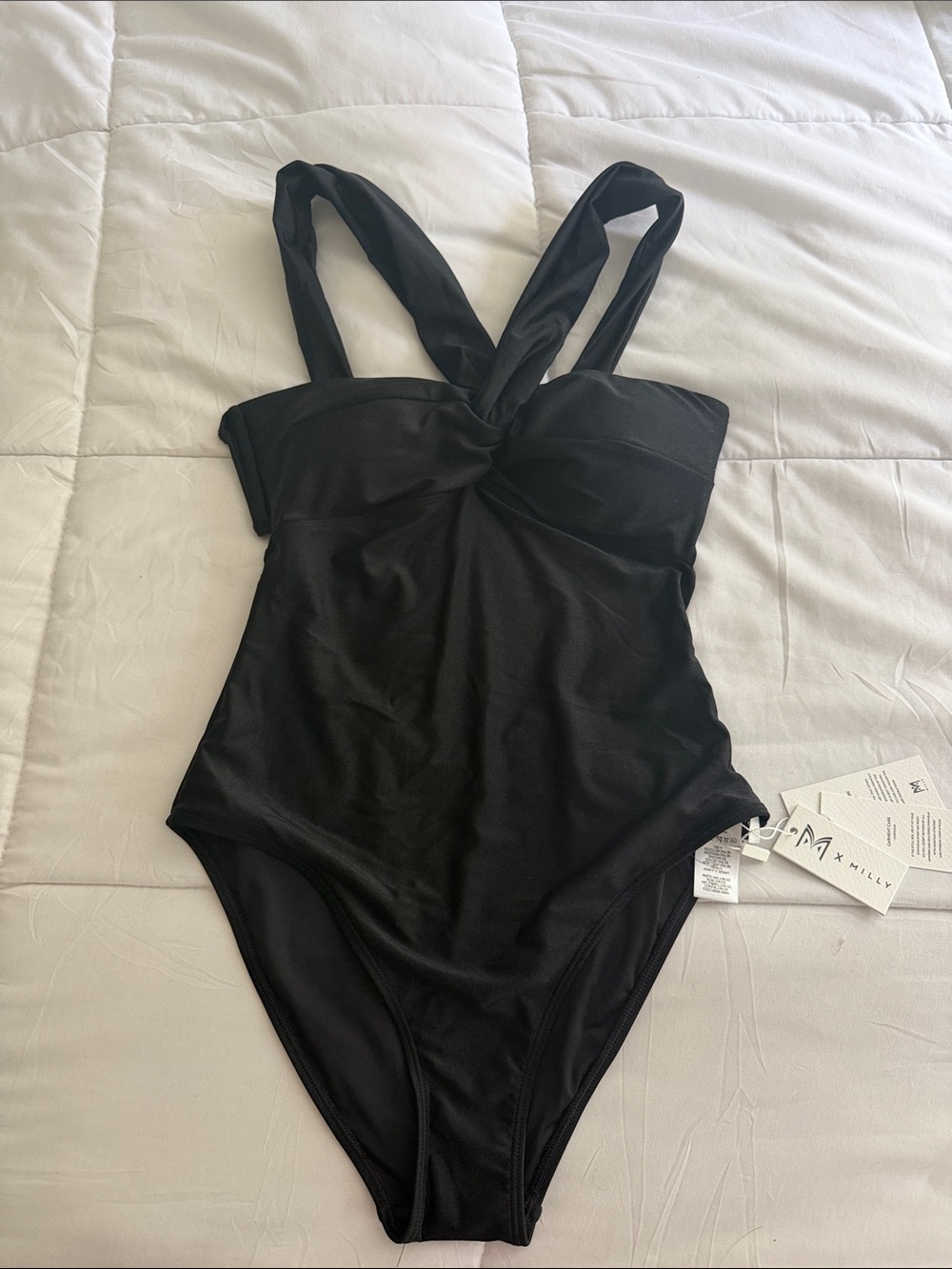 Milly Betsy Black Twist-Front One-Piece Swimsuit